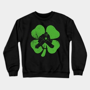 Hockey Player Shamrock Clover Funny St Patricks Day Crewneck Sweatshirt